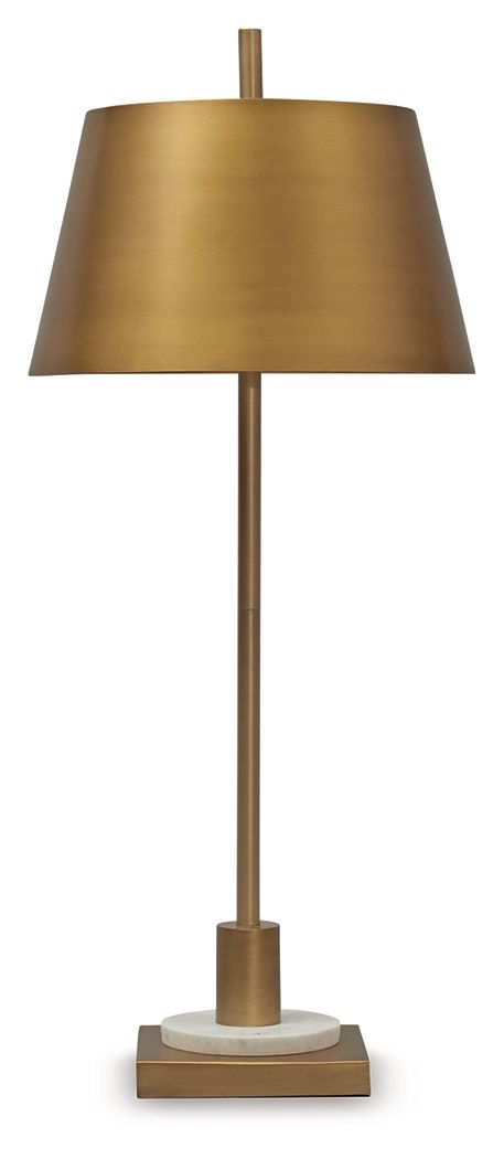 Fritzburn – Gold Finish / White – Metal Table Lamp