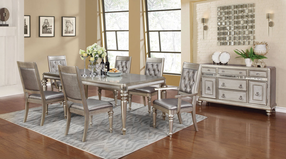 Bling Game Dining Room Set Metallic Platinum