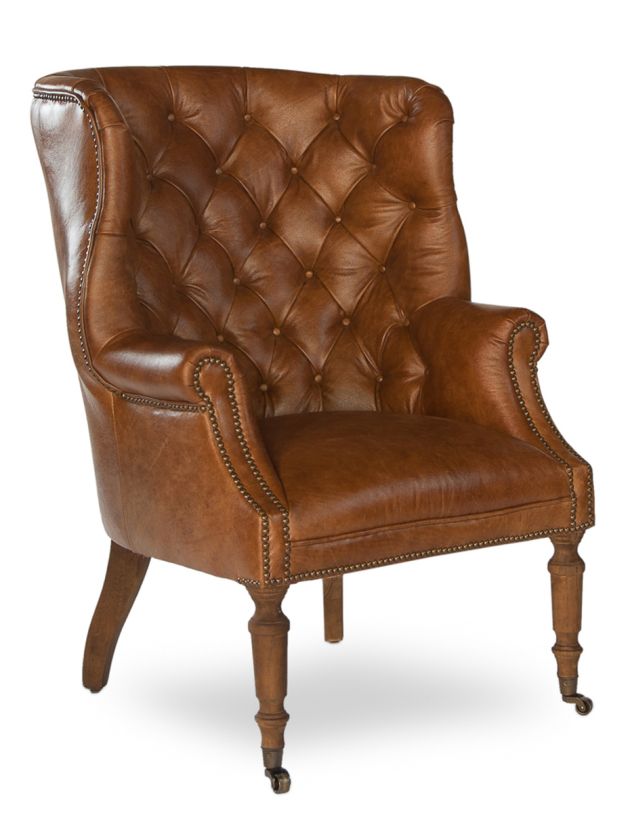 Sarreid Encore IHF Welsh Leather Chair in Vienna Brown 29521