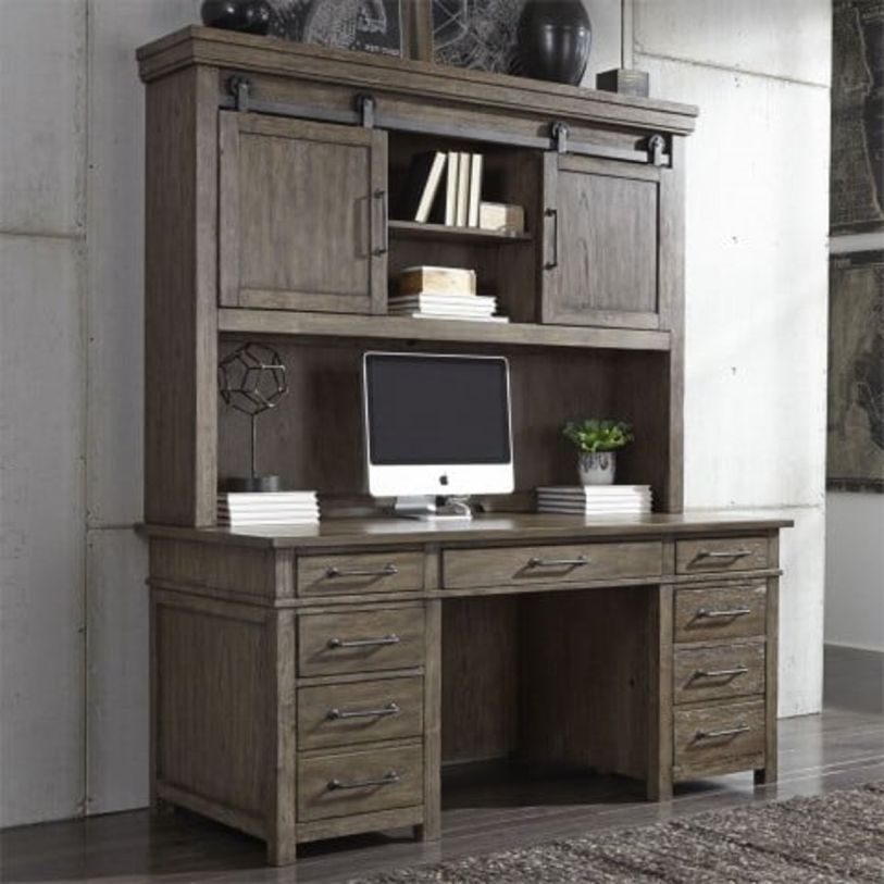 Emma Mason Signature Chelsea Credenza with Hutch Set in Weather Beaten Bark