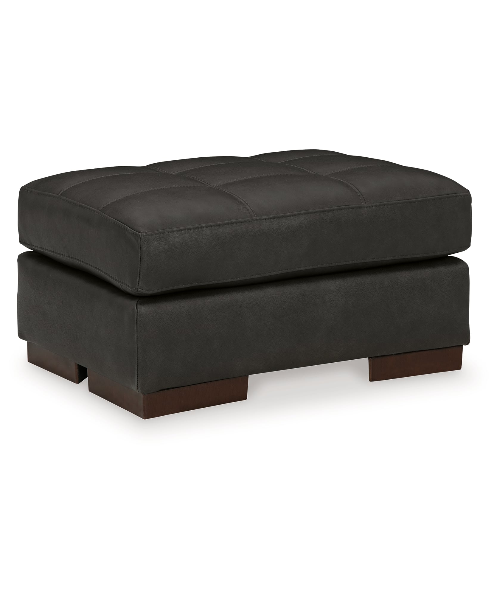 Contemporary Leather Match Ottoman with Buttonless Tufted Top