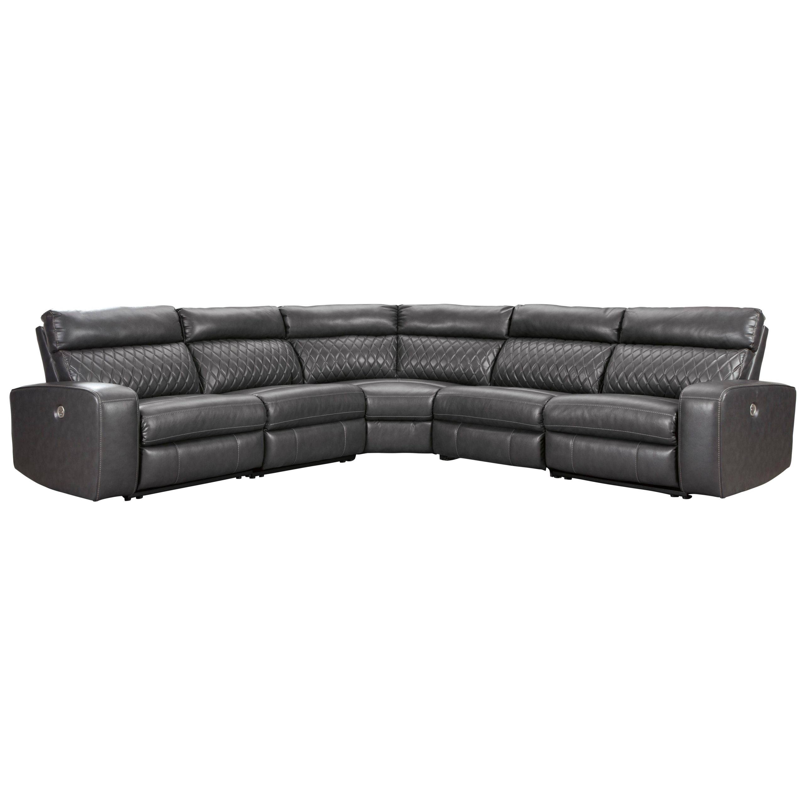 Signature Design by Ashley Samperstone Power Reclining Leather Look 5 pc Sectional 5520358/5520319/5520377/5520346/5520362