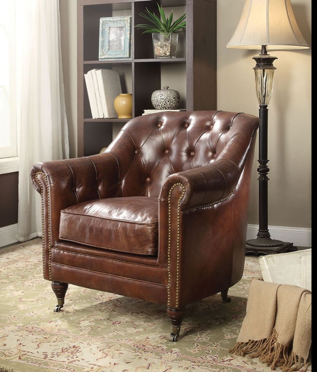 Aberdeen – Chair – Vintage Dark Brown Top Grain Leather