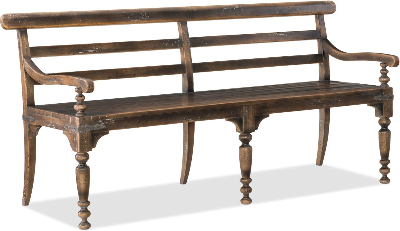 Hooker Furniture Hill Country Helotes Dining Bench in Dark Wood 5960-75315-BRN