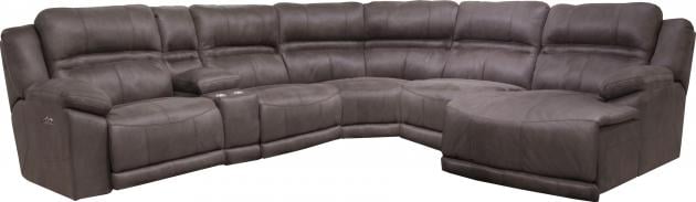 Casual 6-Piece Power Reclining Sectional Sofa with Storage Console and Cupholders