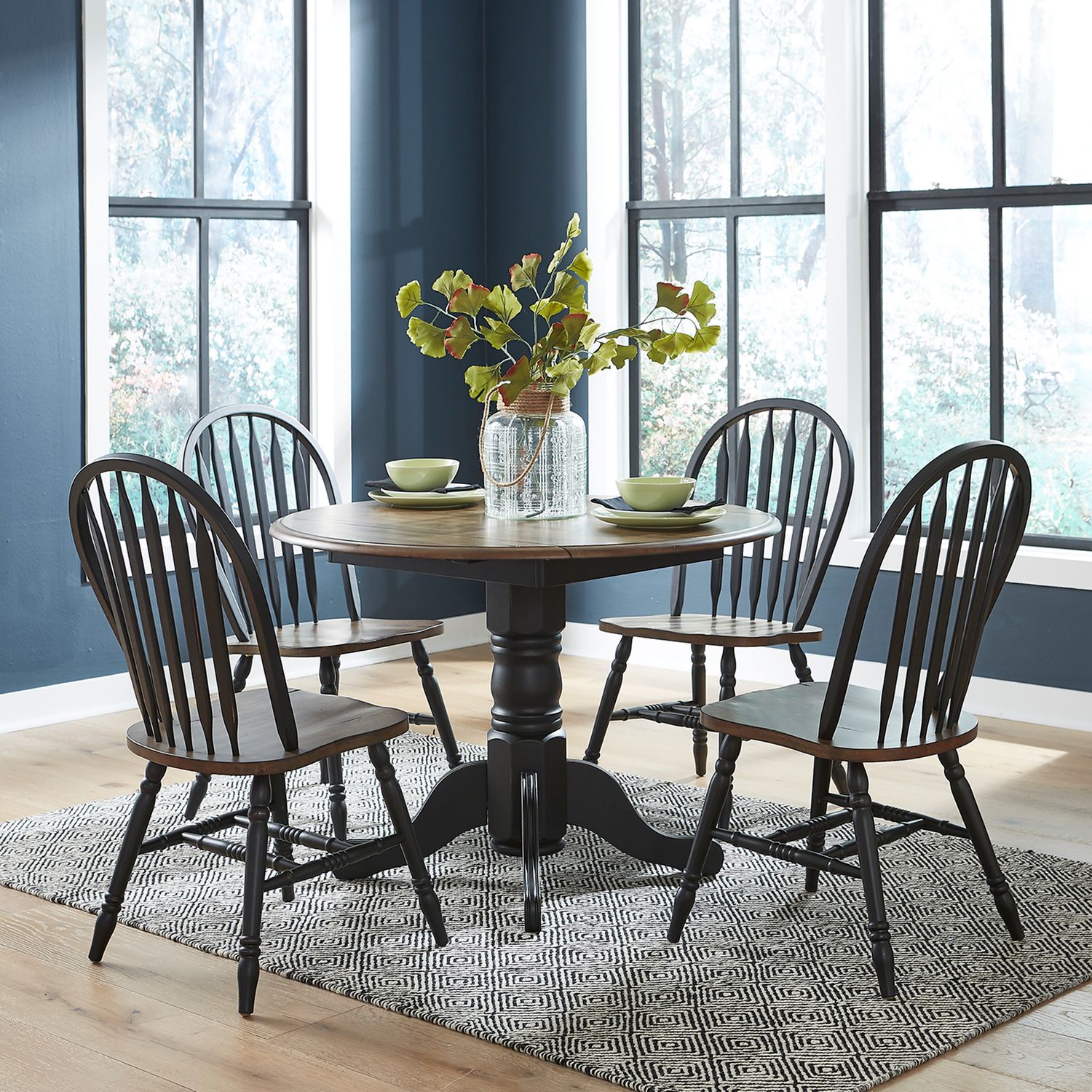 Transitional 5-Piece Dining Set with Drop Leaves