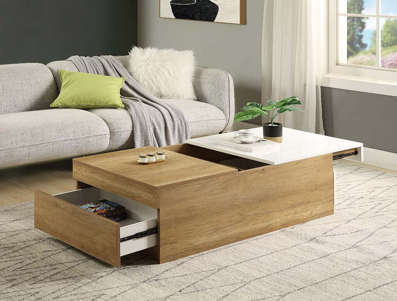 Aafje – Coffee Table – Oak & White Finish