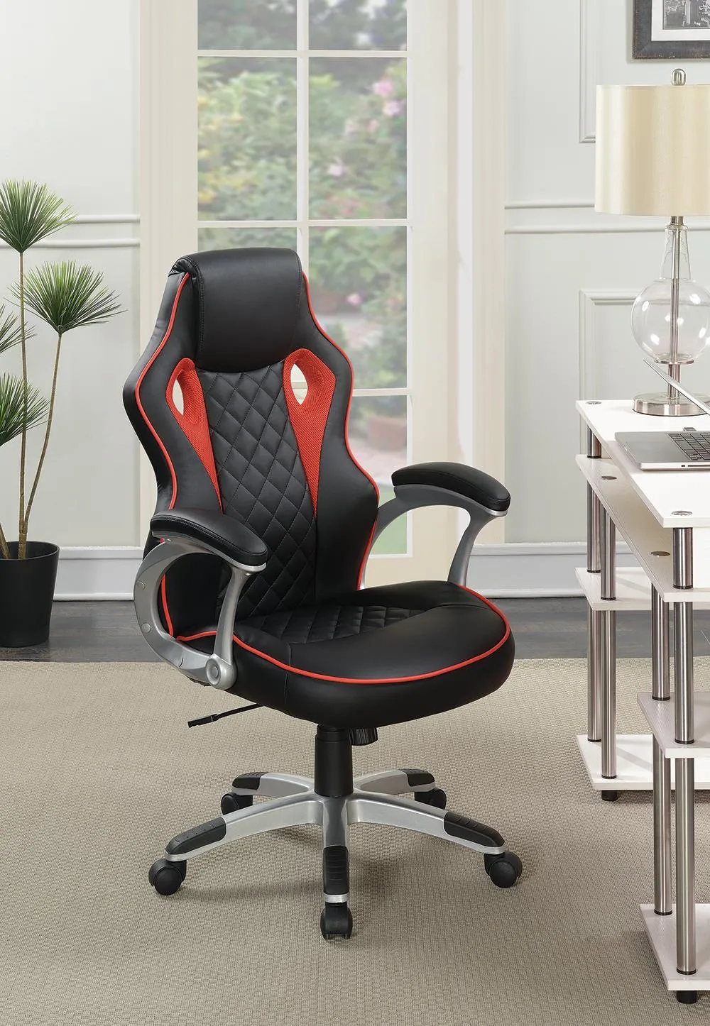 Lucas Upholstered Office Chair Black Red