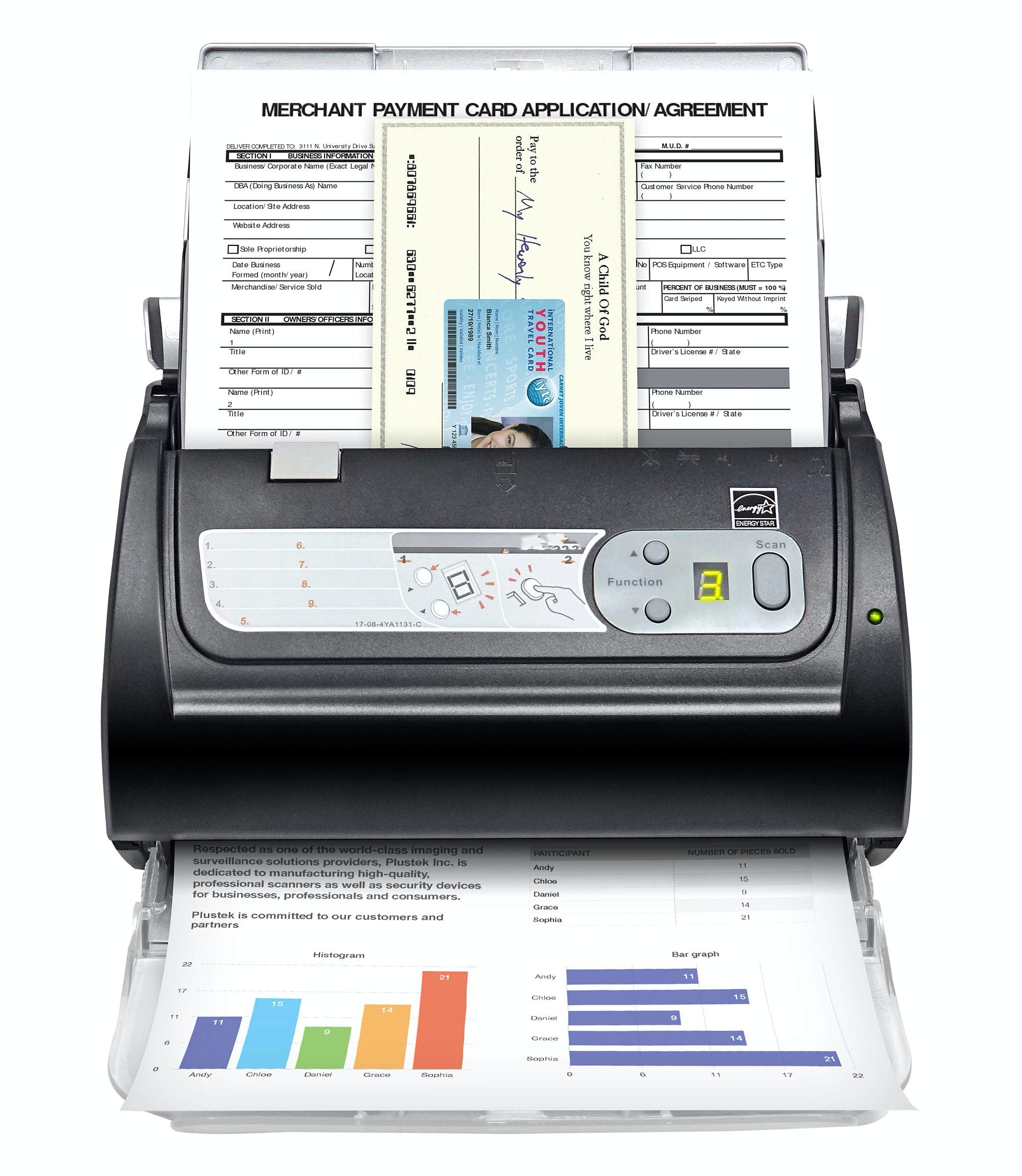 PS188 High Speed Double-Sided Color Document Scanner, with Automatic Document Feeder (ADF), 30 Pages Per Minute, Support Windows 7/8/10/11