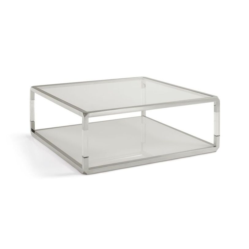 Modus Furniture Jasper Square Coffee Table in Acrylic/White Glass/PSS 8YW421BB CODE:UNIV20 for 20% Off