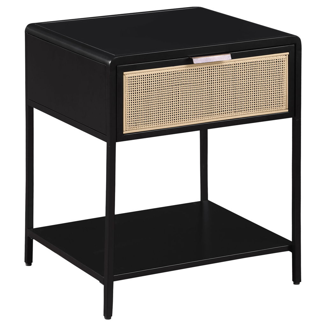 Amherst – 1-Drawer Radio Weave Rattan Metal Side Table