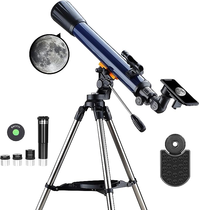 Telescope for Adults 700X70mm with K4/10/20 Eyepieces 525X Telescopes for Kids and Beginners Erect-Image Refractor Telescope