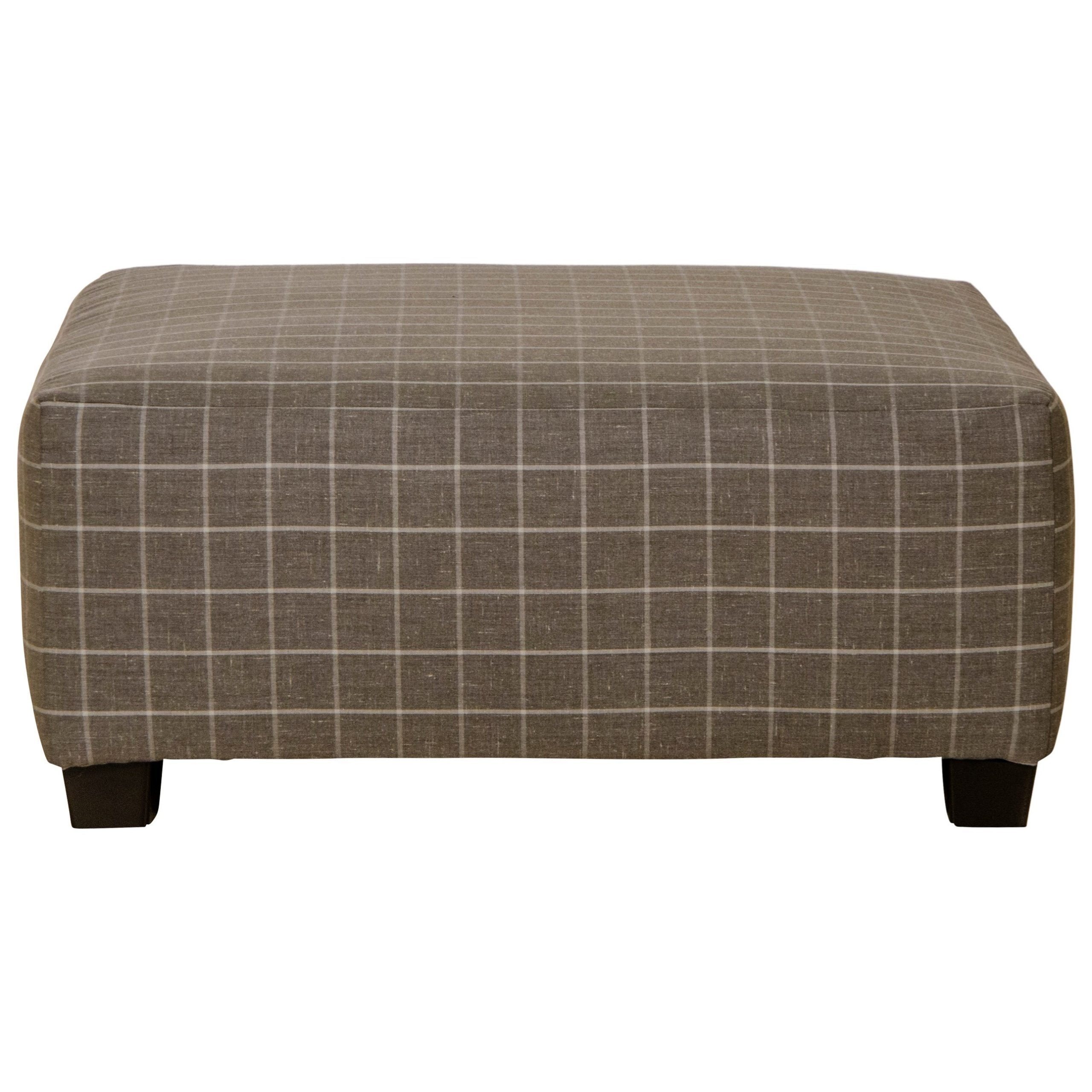 Contemporary Cocktail Ottoman with Block Feet