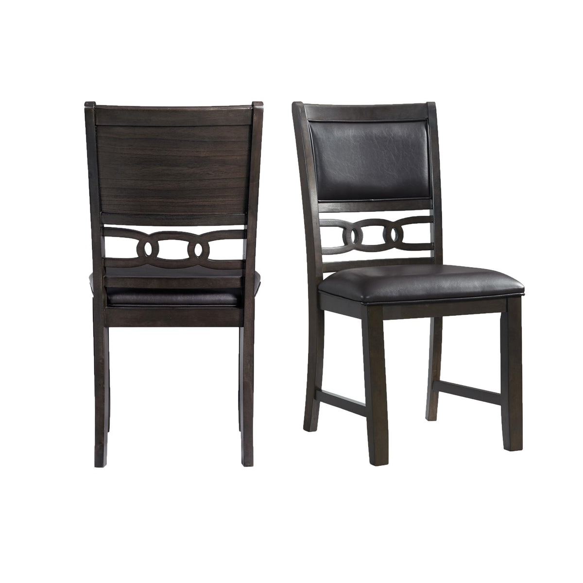 Amherst Standard Height Faux Leather Side Chair Set in Walnut of 2