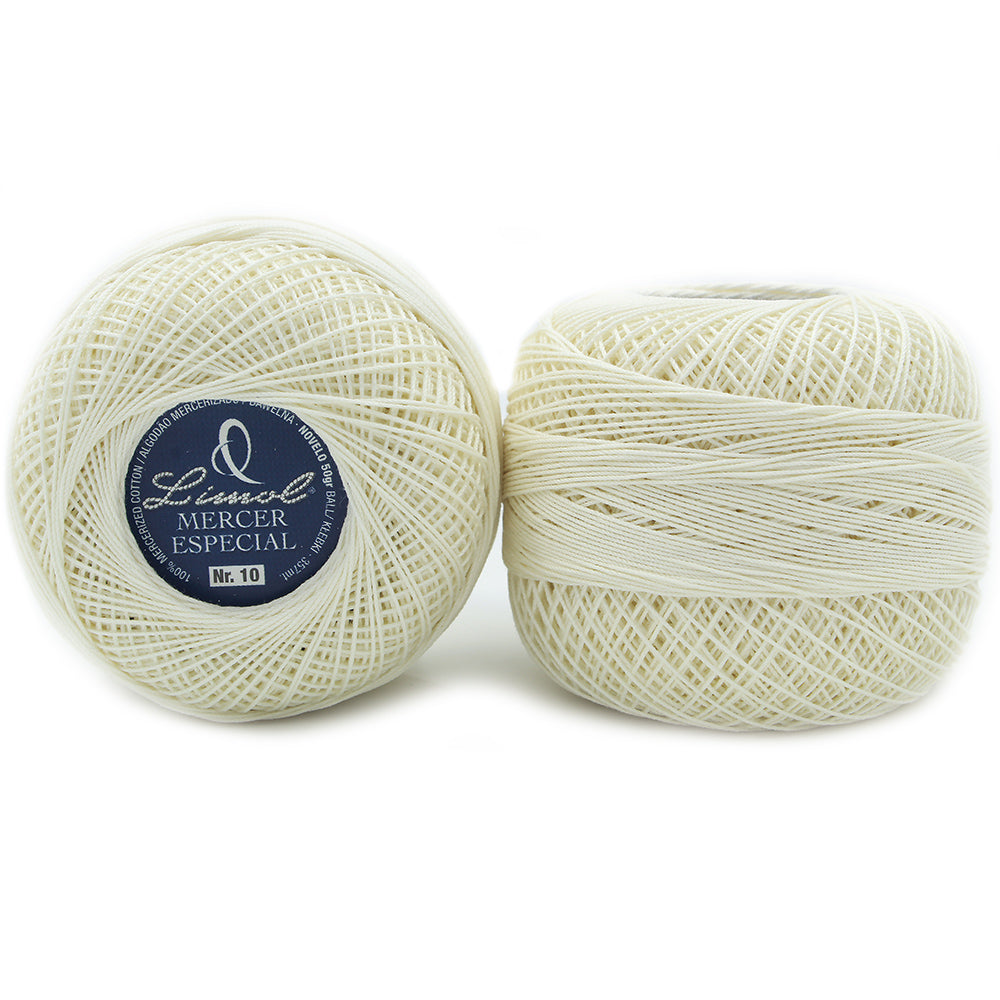 Limol Size 10 Neutral 50 Grs 100% Egyptian Cotton Special Mercerized Crochet Thread Ball Set