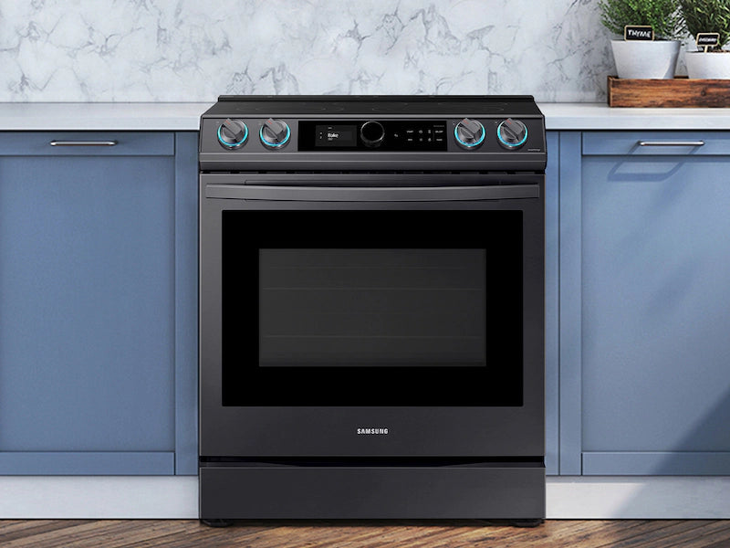 6.3 cu ft. Smart Slide-in Electric Range with Smart Dial & Air Fry in Black Stainless Steel