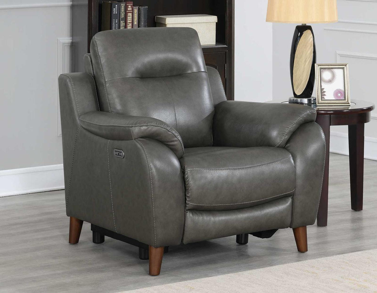 Steve Silver Trento Dual Power Leather Reclining Chair in Charcoal