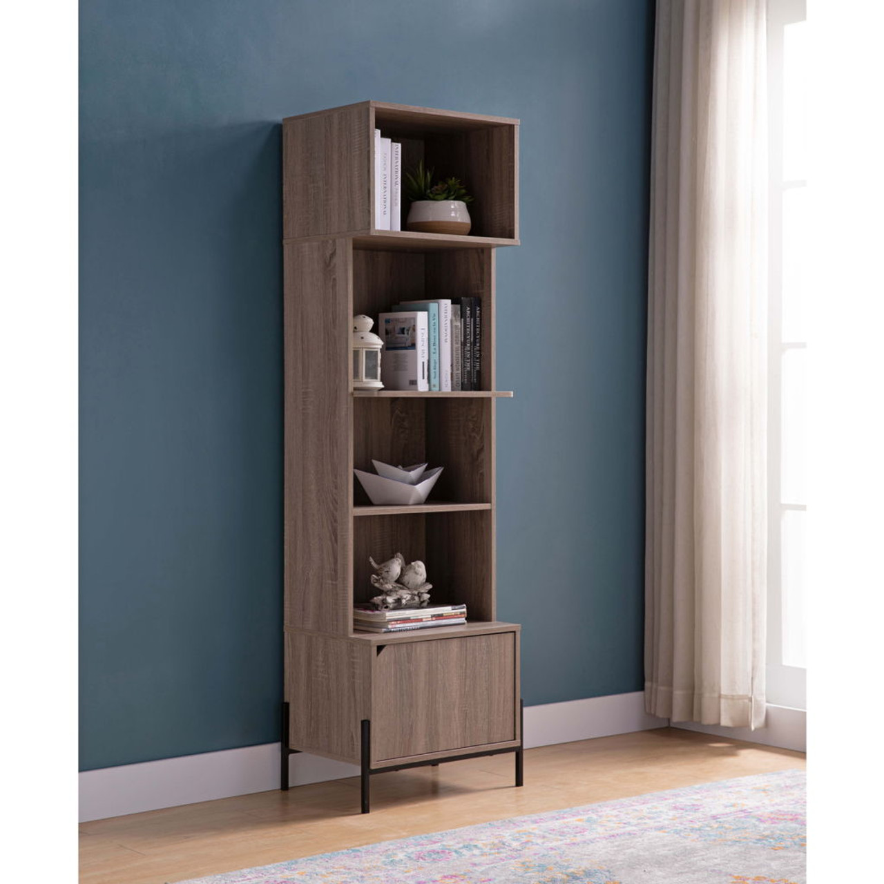 Bakers Rack, Kitchen Display Storage Cabinet – Dark Taupe