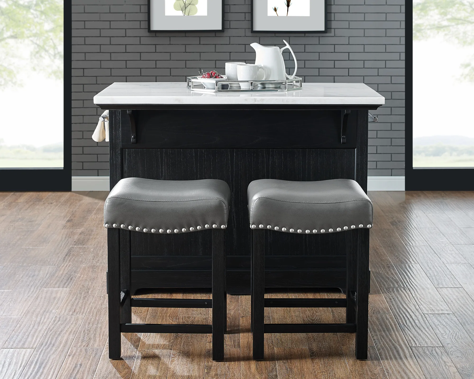 Aspen Kitchen Island 3pc Dining Set