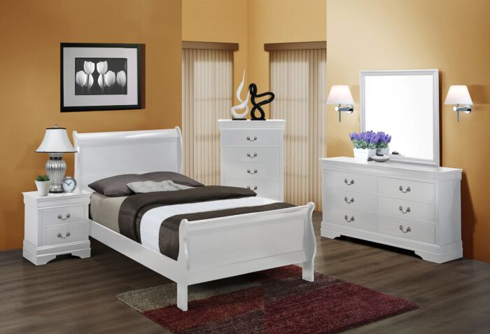 Lacy White Sleigh Bedroom Set – T/F