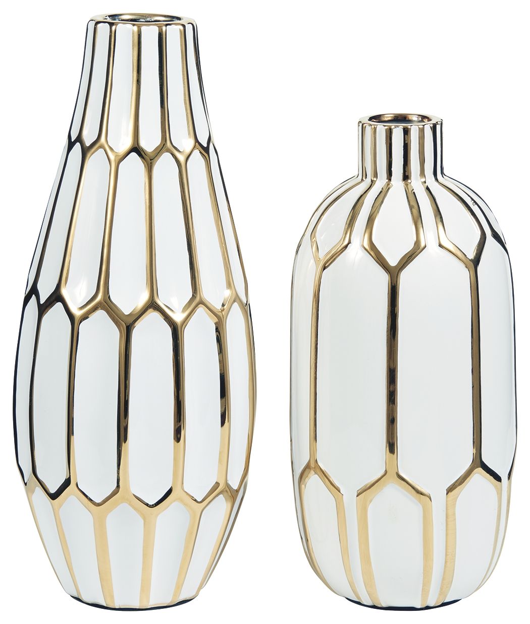 Mohsen – Gold Finish / White – Vase Set (Set of 2)