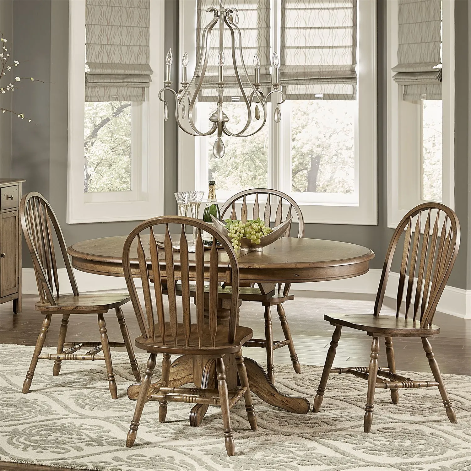 Carolina Crossing 5 Piece Pedestal Table Set