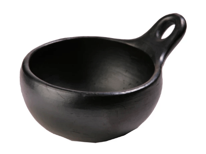 Authentic Chamba Bowl w/ One Handle – Elegant, All-Natural Black Clay Dish for Soups, Salads and Serving – Handmade in Colombia