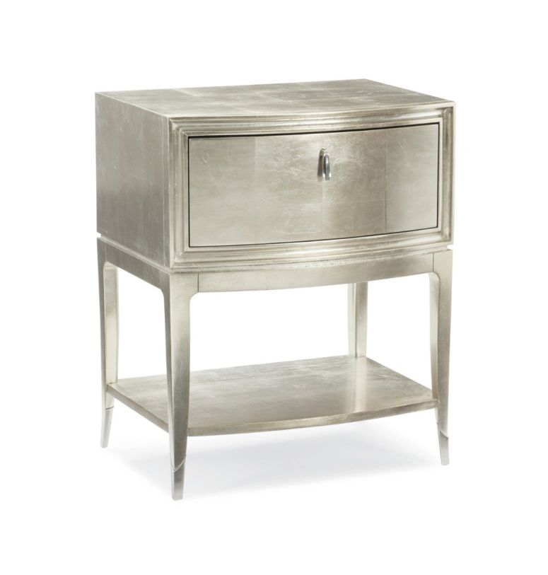 Caracole Furniture Classic Shining Star Nightstand in Soft Silver Leaf CLA-417-062  PROMO