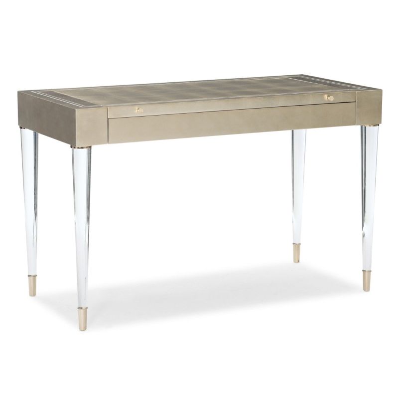 Caracole Classic Moment Of Clarity Vanity Desk in Soft Silver Leaf CLA-419-451  PROMO