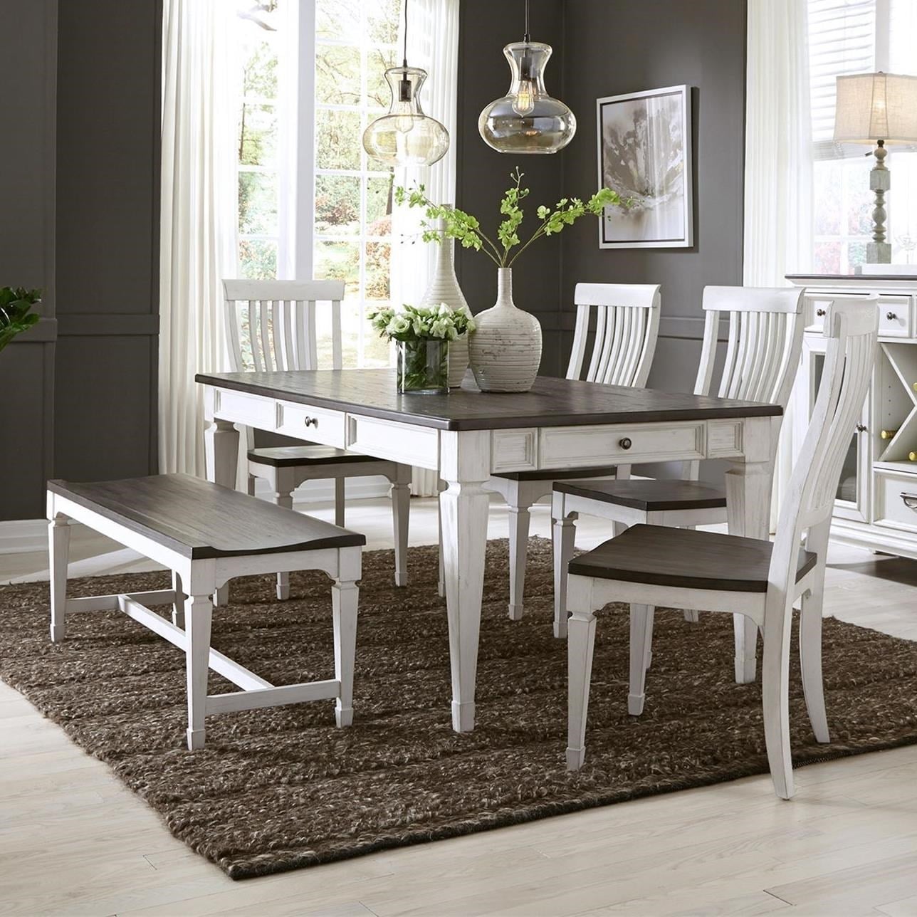 Cottage 6-Piece Rectangular Table Dining Set with Bench