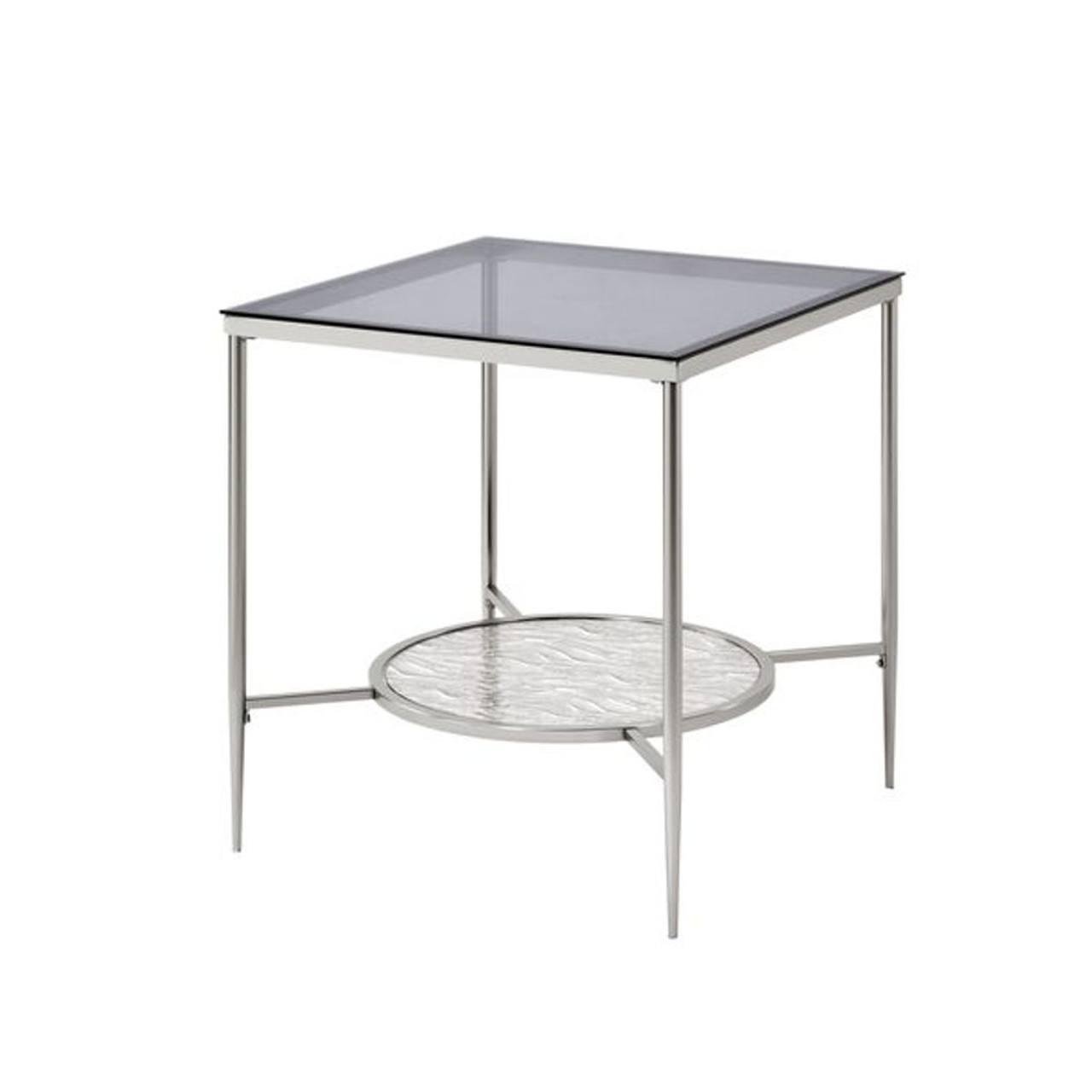 Adelrik – End Table – Glass & Chrome Finish