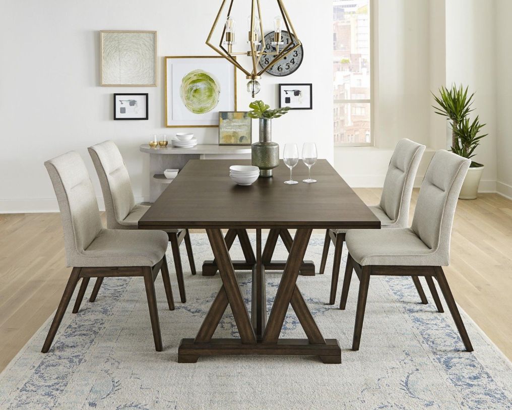 Progressive Furniture Mimosa 7-Piece Dining Table Set in Walnut Brown  PROMO