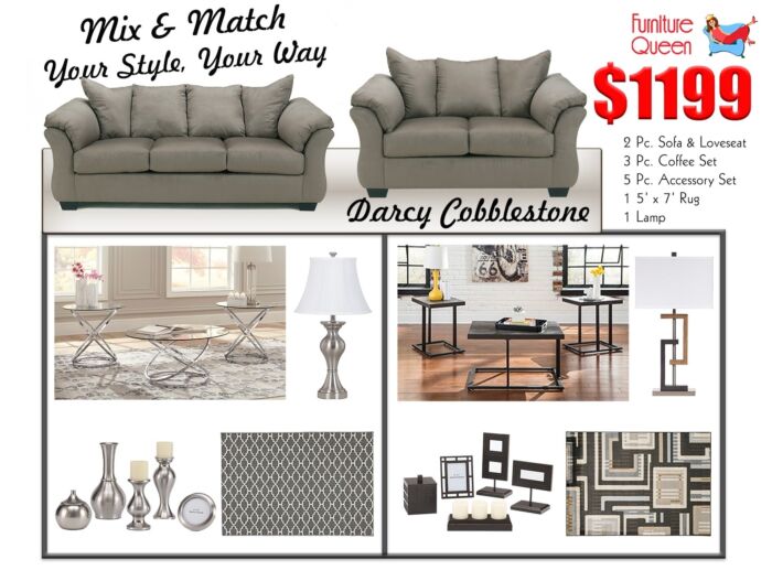 12 Pc. Darcy Cobblestone Living Room Package