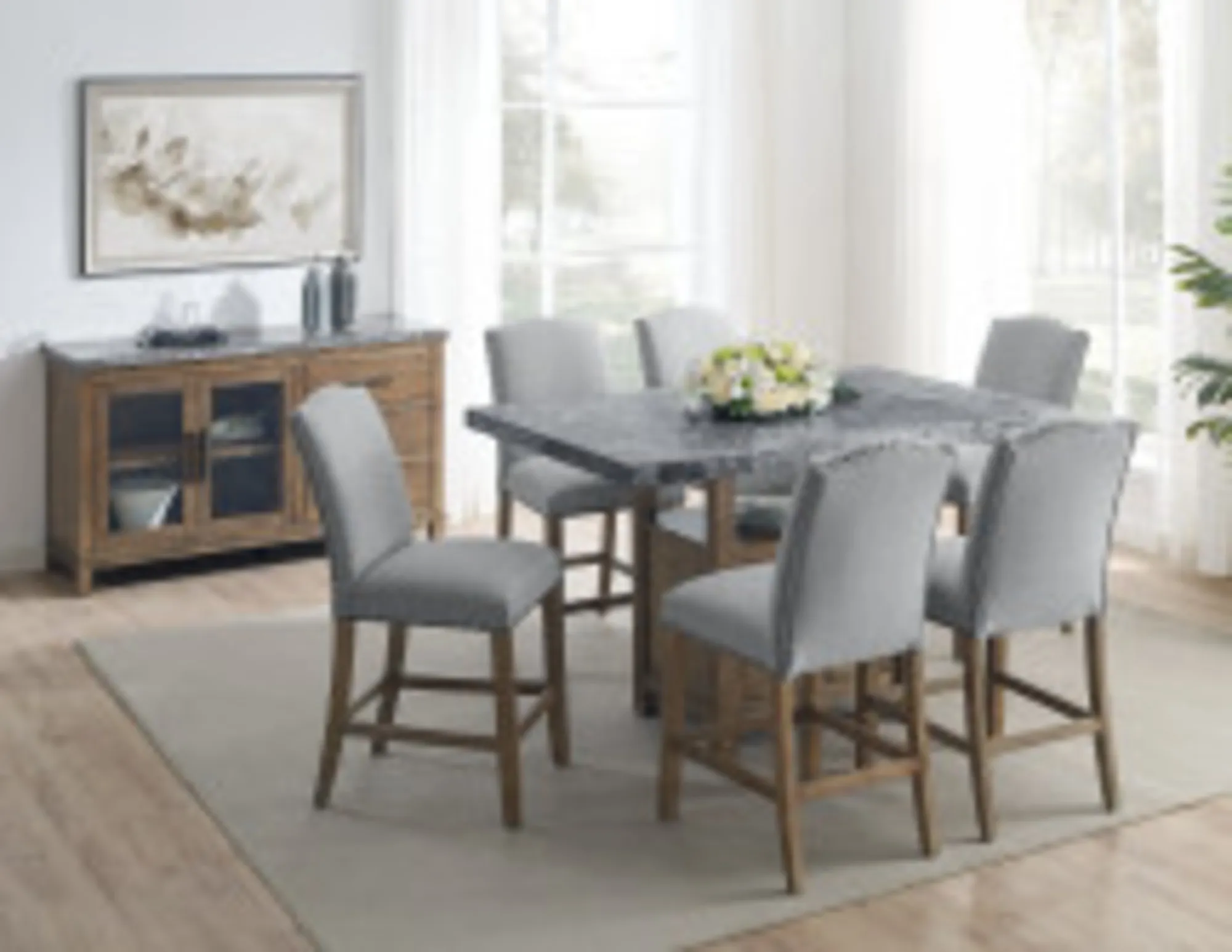 Grayson Gray Marble Counter 8pc Dining Set