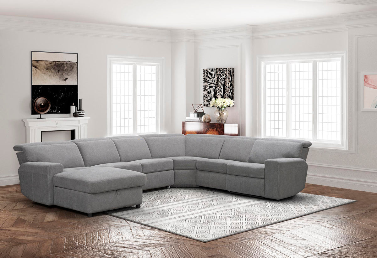 Adia Grey Power Sectional With Storage