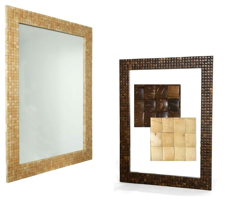 Indo Puri Cocoshell 36″ Rectangular Mirror in Ivory