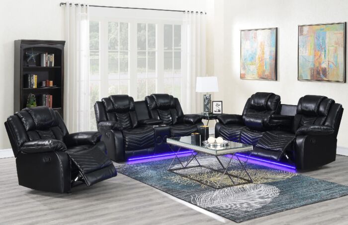 3 Pc. Lucky Charm Black Reclining Sofa Set