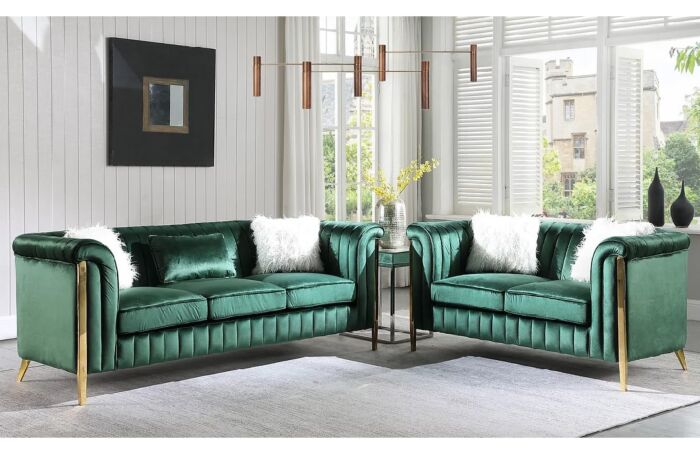 Fara Green Sofa & Loveseat Set – 2 Pc.