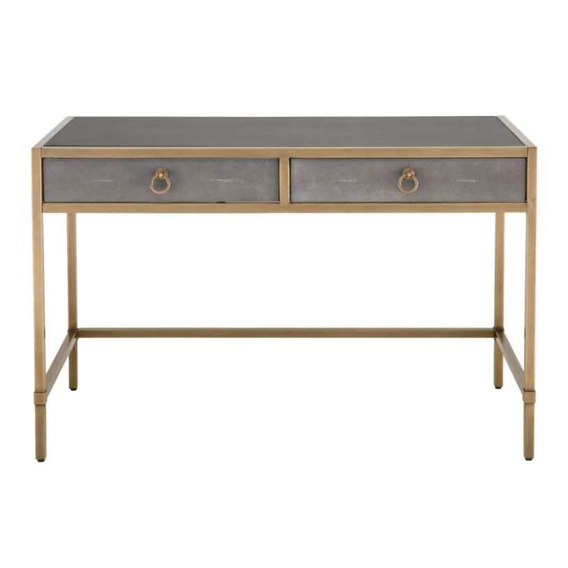 Essentials For Living Traditions Strand Shagreen Writing Desk in Gray Shagreen 6124.GRY-SHG/GLD