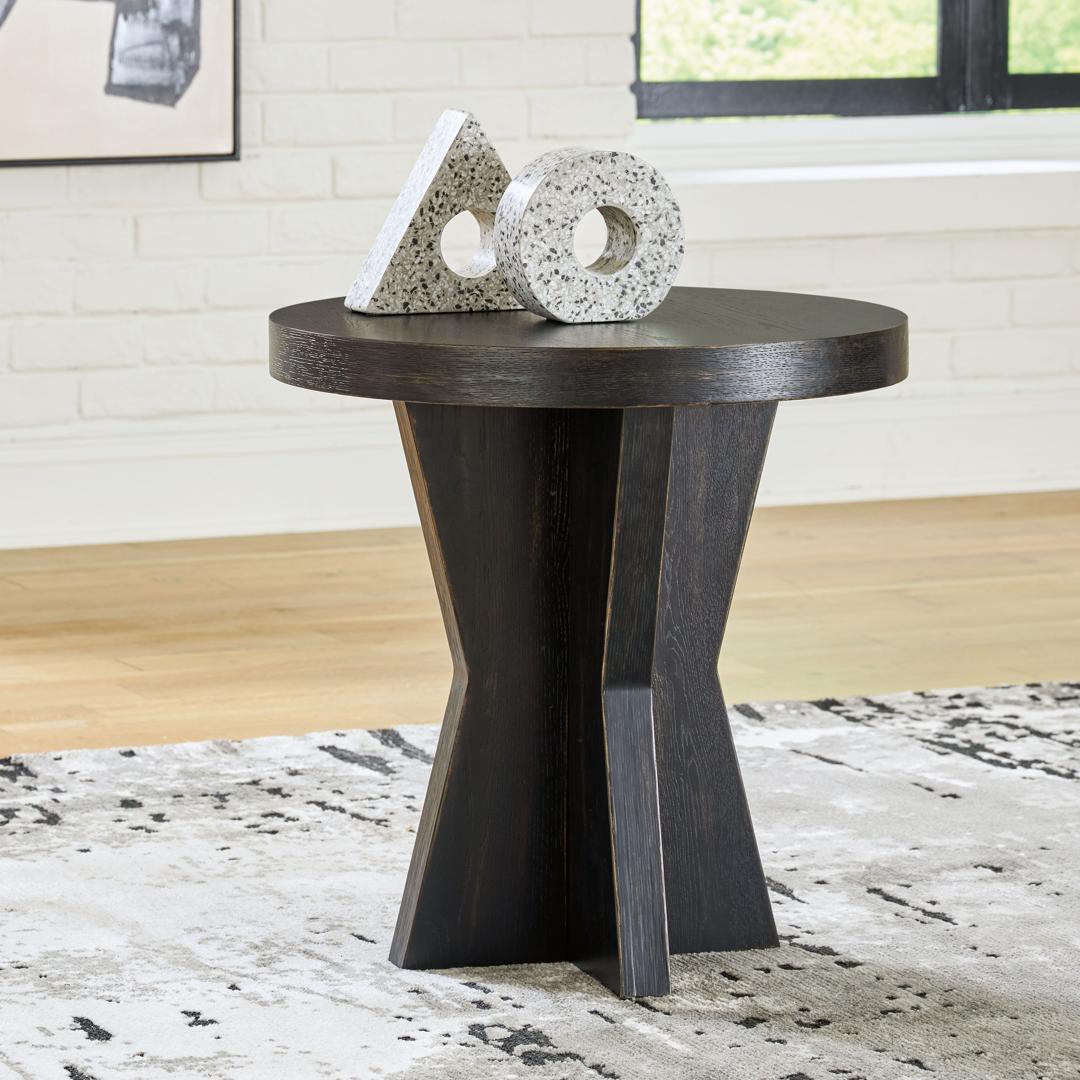 Ashley Galliden Round End Table – Black