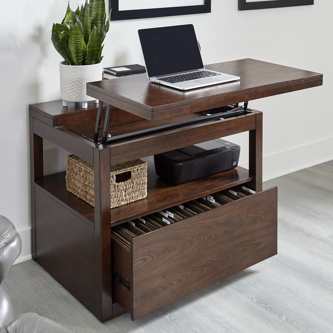 Parker House Elevation – Functional File with Lift Top – Warm Elm