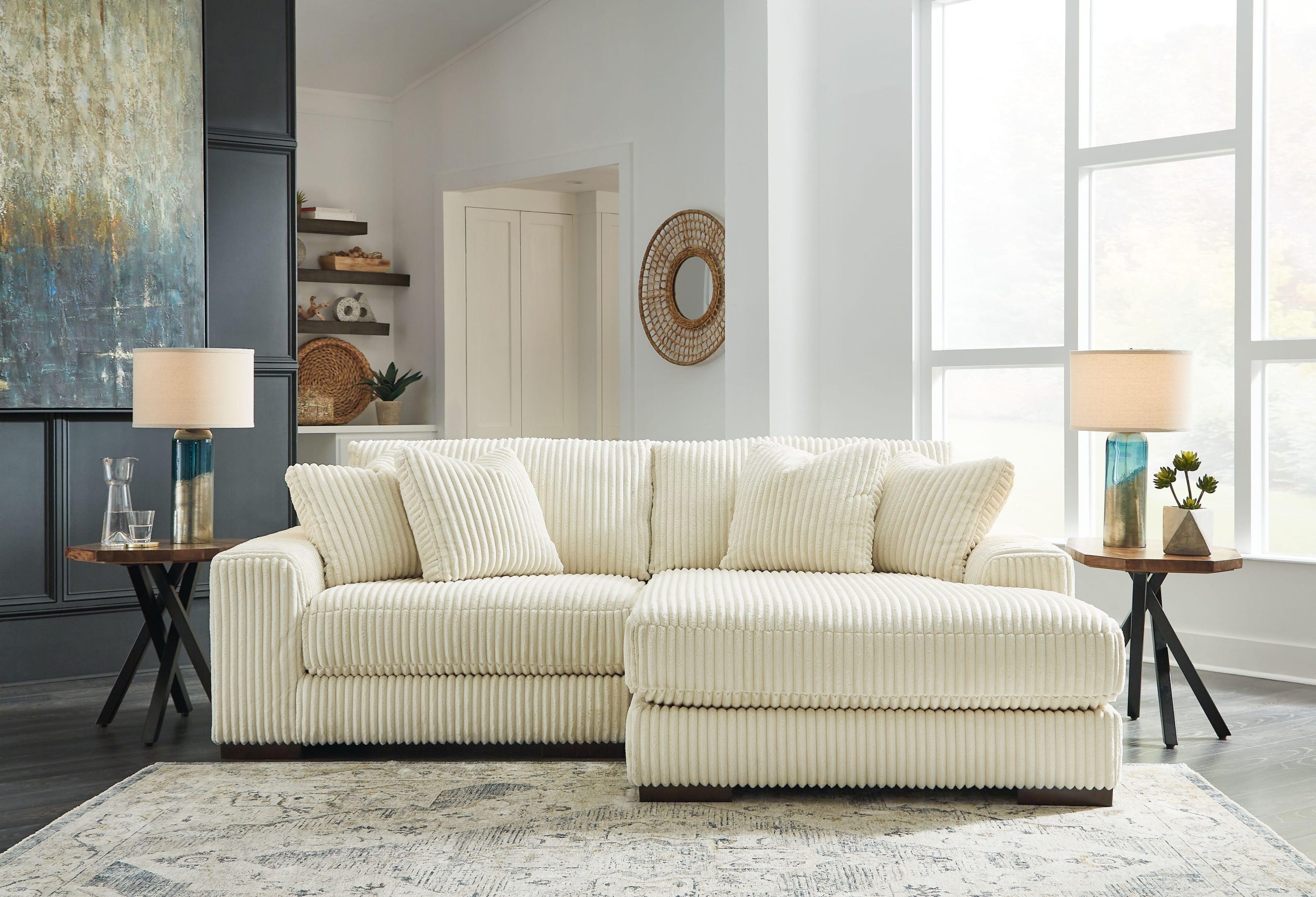 Ashley Lindyn – Ivory – Right Arm Facing Corner Chaise 2 Pc Sectional