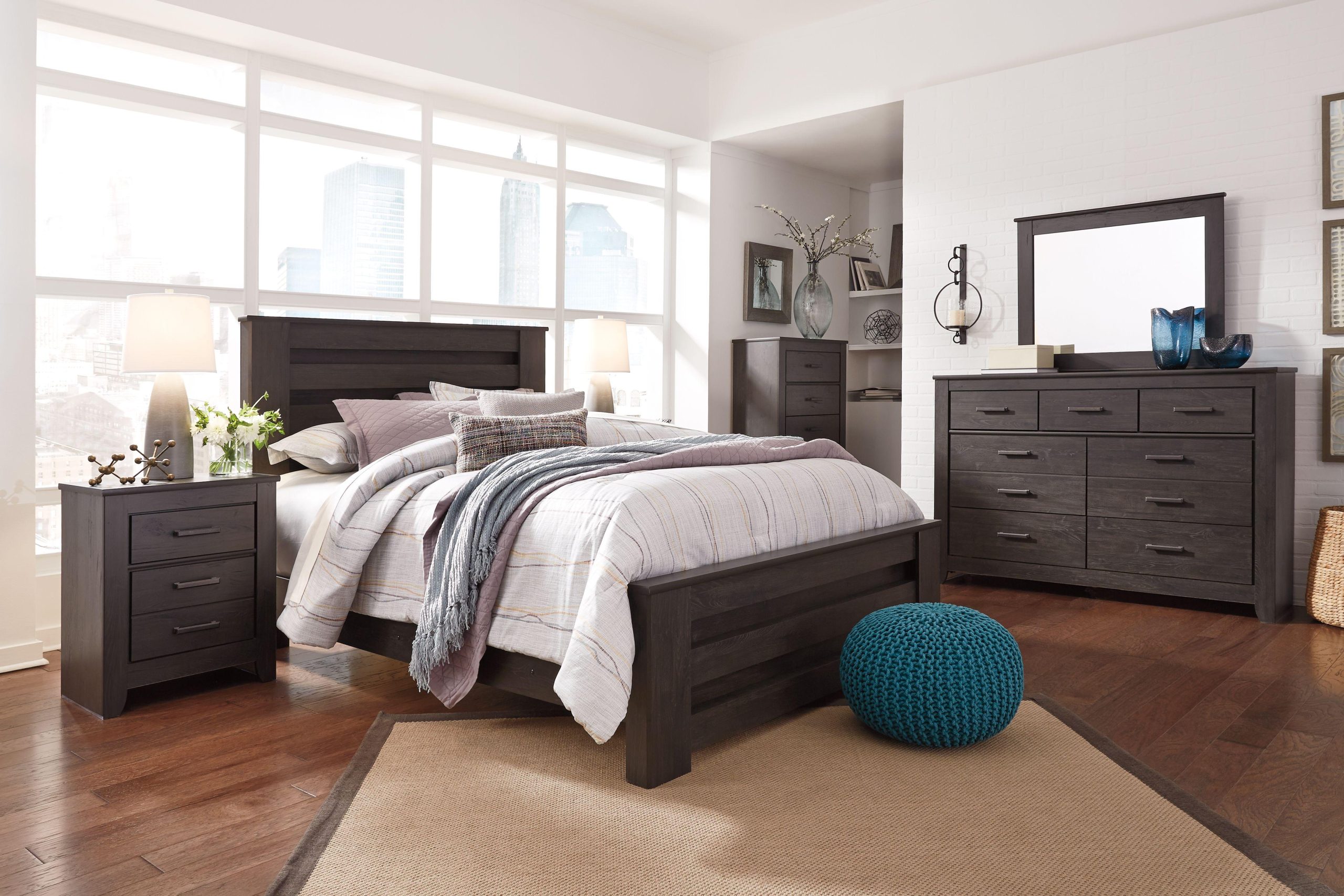 Ashley Brinxton – Charcoal – 5 Pc. – Dresser, Mirror, Queen Panel Bed