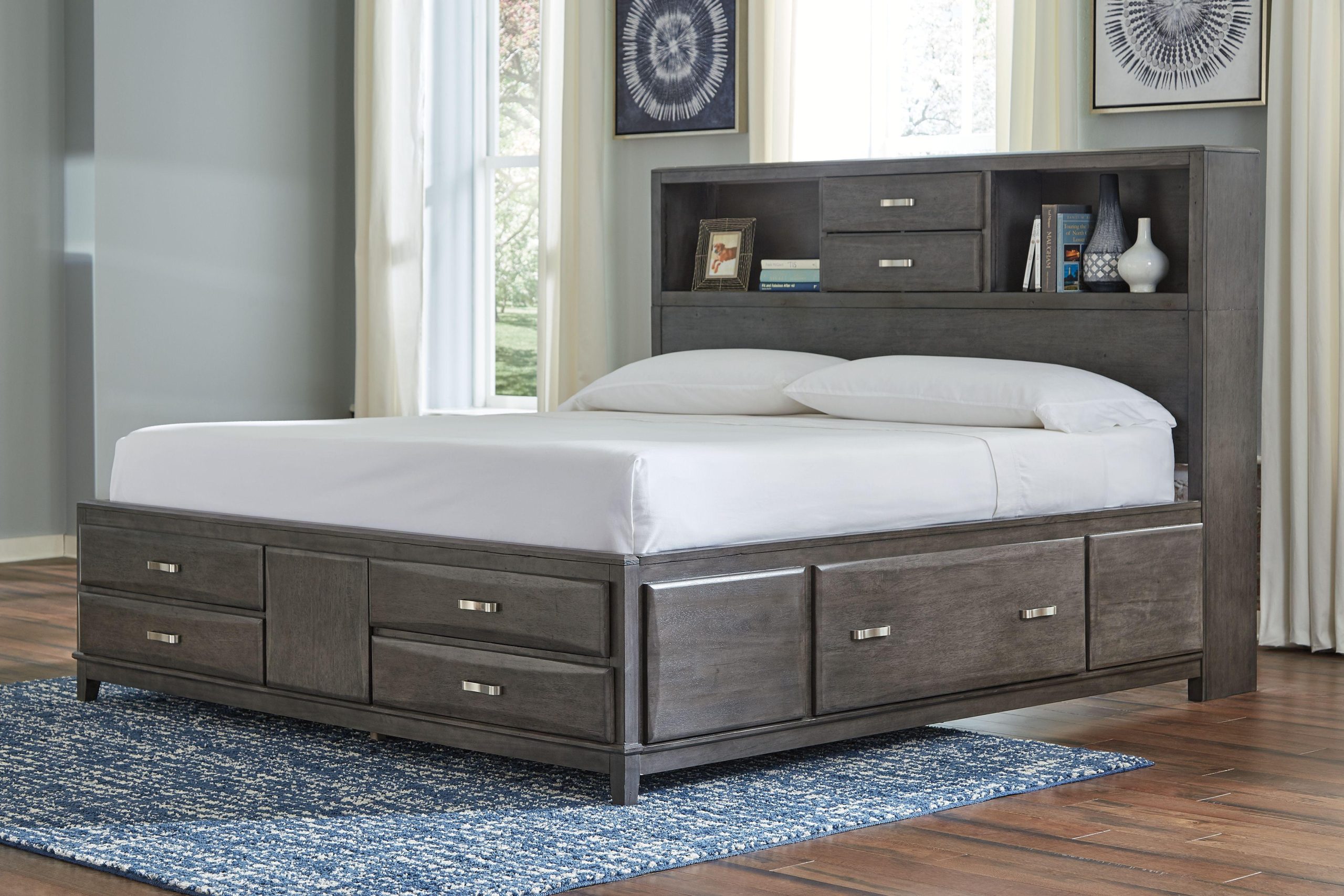 Ashley Caitbrook – Gray – Queen Storage Bed With 8 Drawers