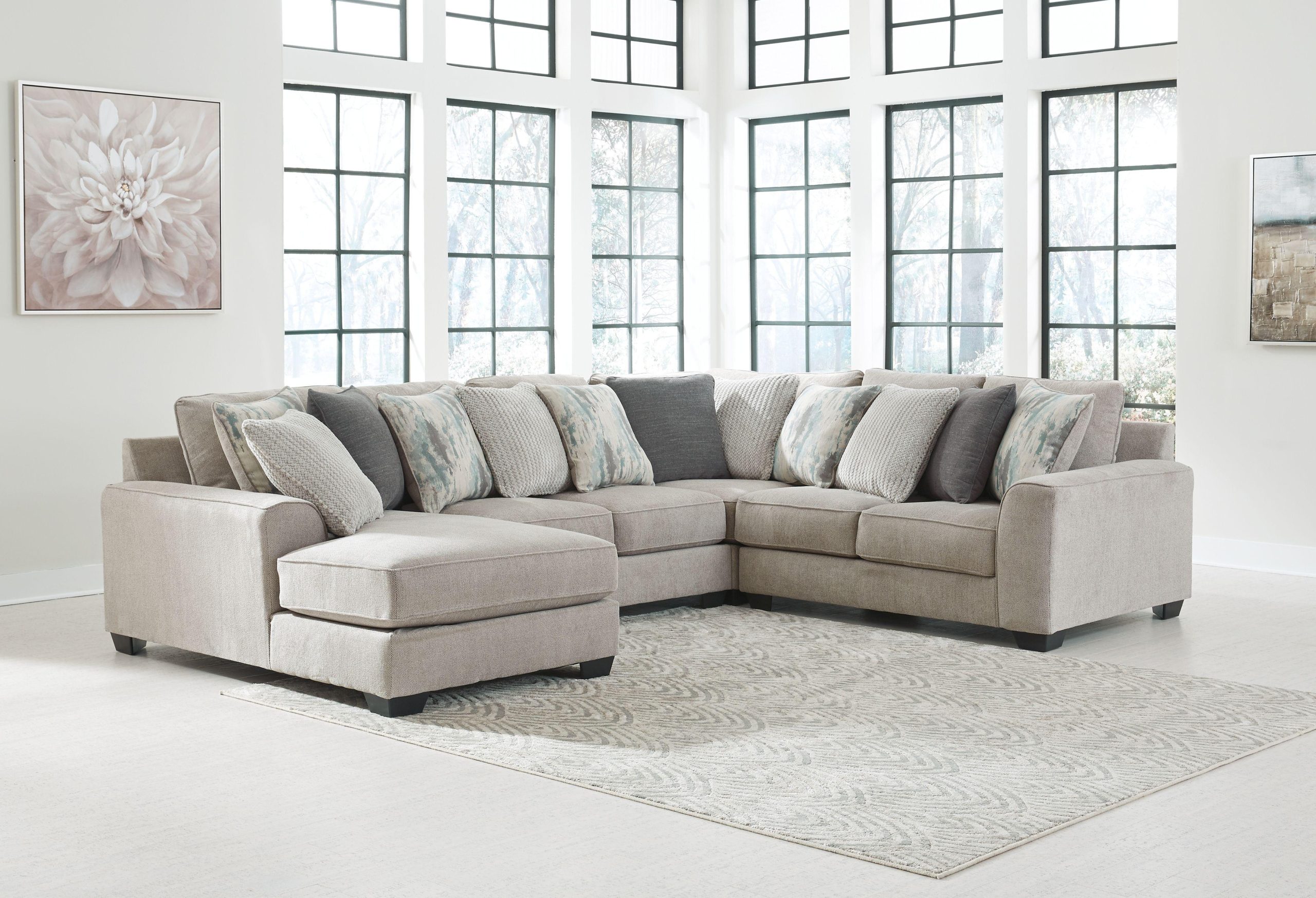 Ashley Ardsley – Pewter – Left Arm Facing Corner Chaise With Loveseat 4 Pc Sectional