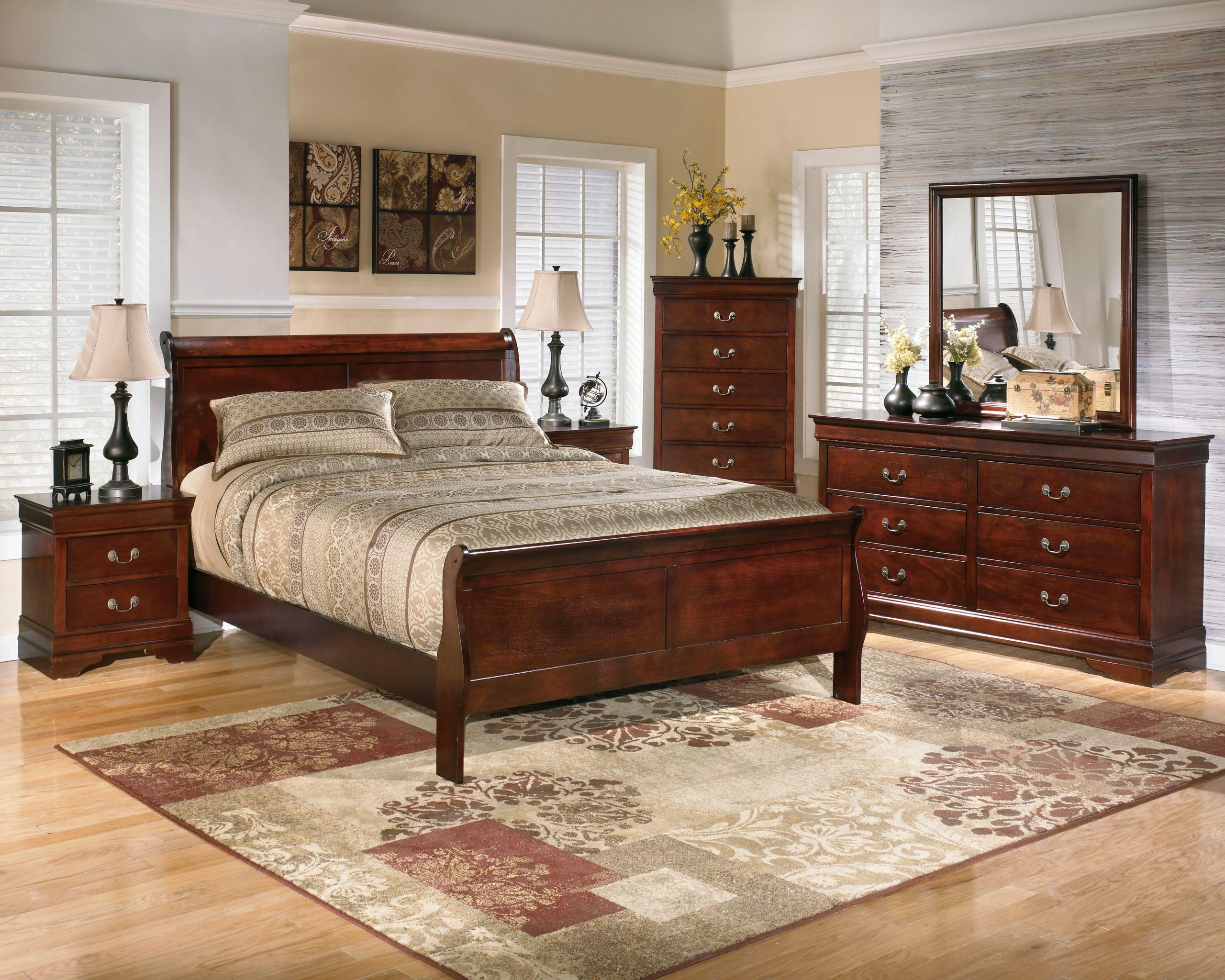 Ashley Alisdair – Dark Brown – 6 Pc. – Dresser, Mirror, Chest, King Sleigh Bed, Nightstand