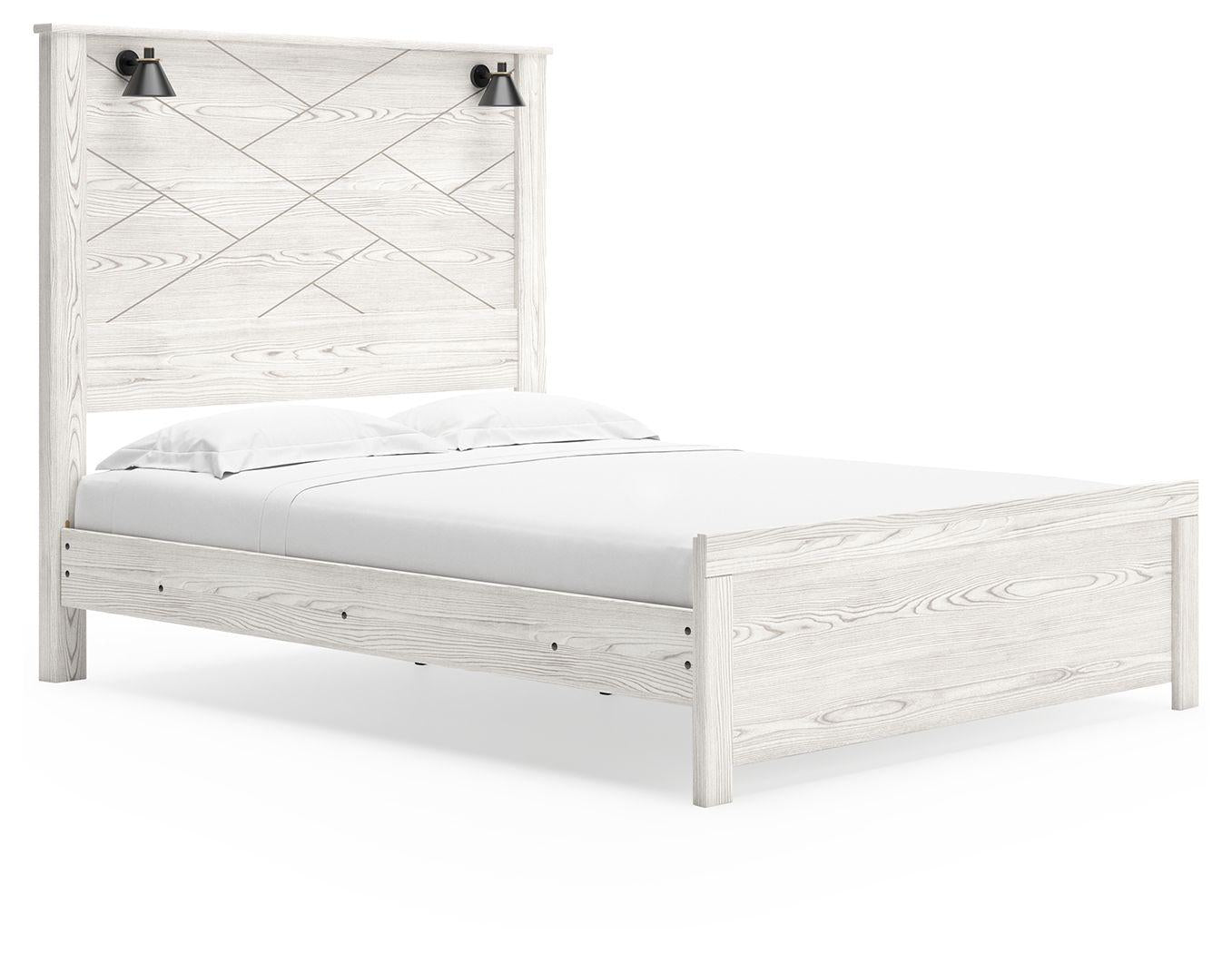 Ashley Gerridan – White – Queen Panel Bed With Sconces