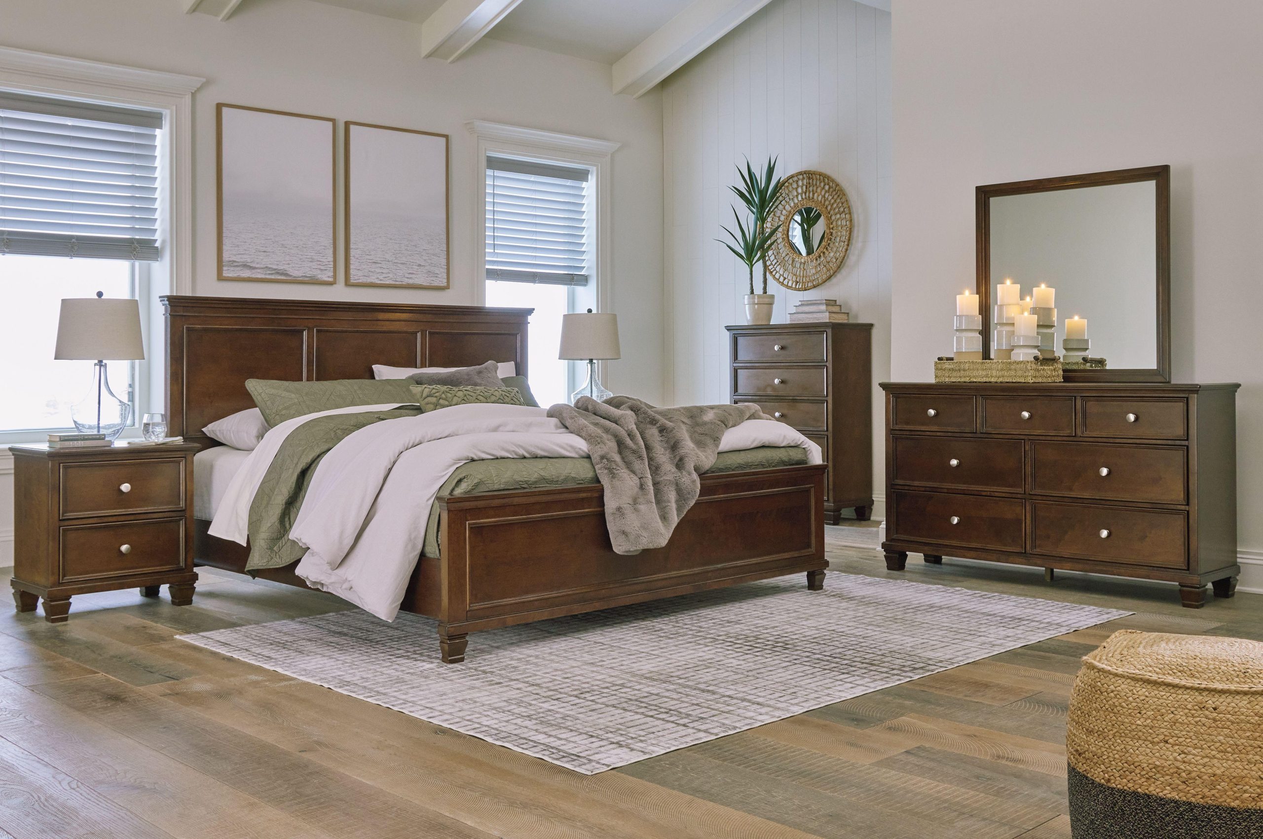 Ashley Danabrin – Brown – 8 Pc. – Dresser, Mirror, King Panel Bed, 2 Nightstands