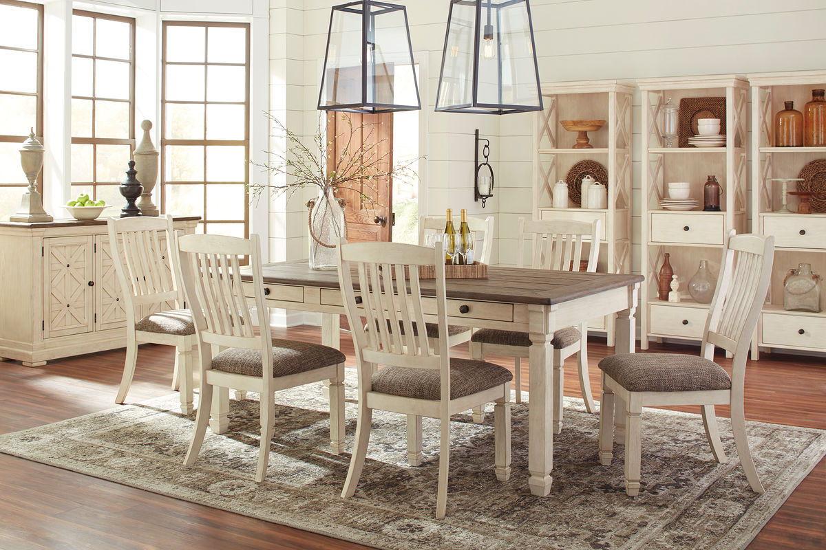 Ashley Bolanburg – Beige – 11 Pc. – Dining Room Table, 6 Side Chairs, Server, 3 Cabinets