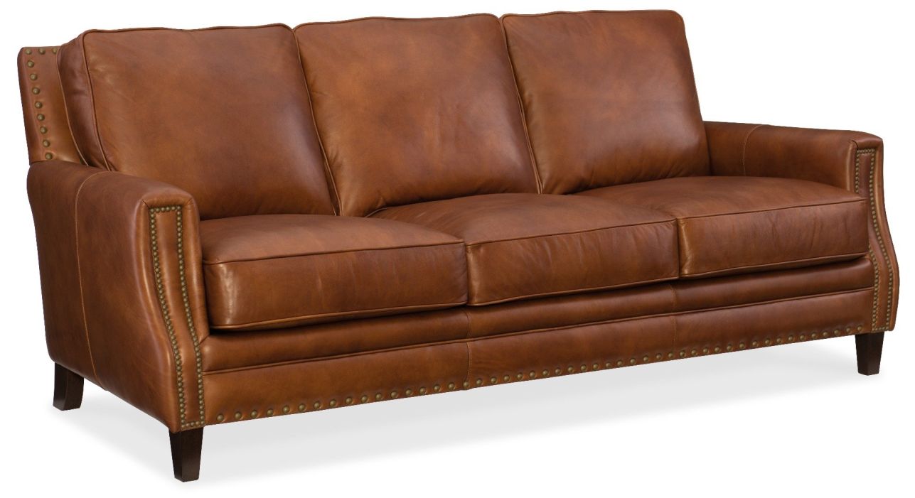 Hooker Furniture Exton Stationary Sofa in Natchez Brown SS387-03-087